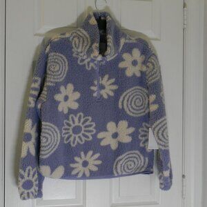 Angel Kiss Plush Quarter Zip Fleece Purple White Pull Over Sz M